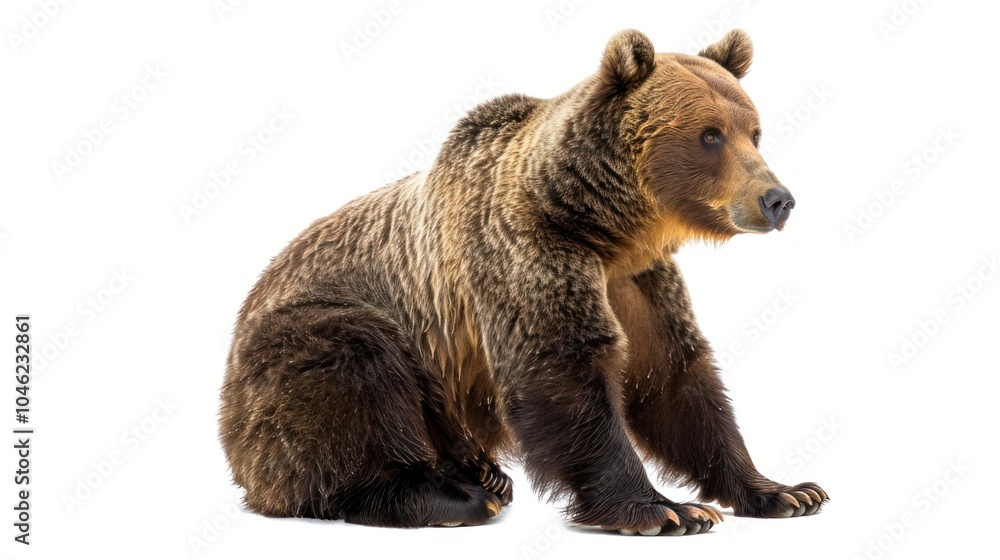 Brown Bear Sitting in White Background Brown Bear Sitting in White Background
