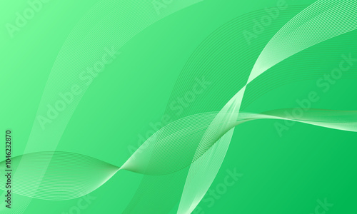 green light lines wave curves with smooth gradient abstract background