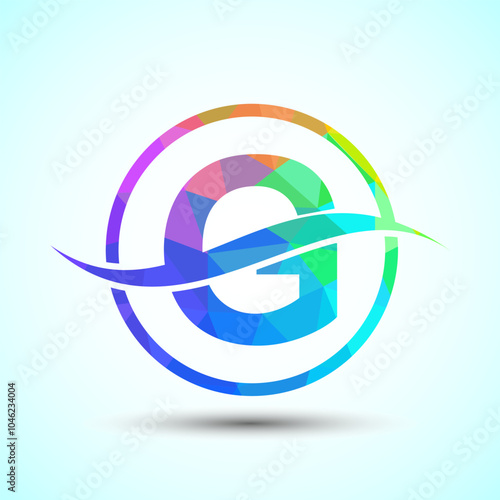 English alphabet G with swoosh or ocean wave logo design. Graphic alphabet symbol for corporate business identity