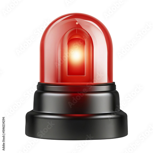 red siren light on transparent background PNG Generative AI