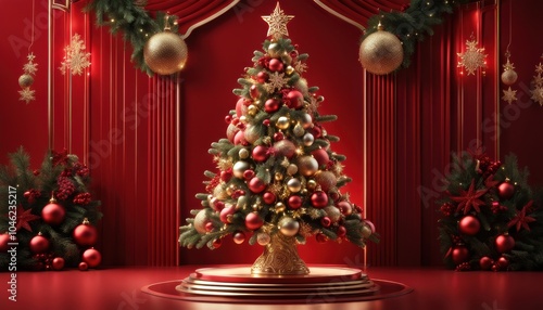 Christmas tree fir with baubles