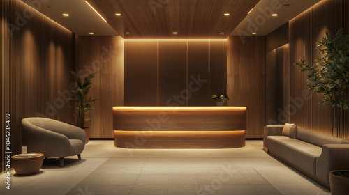 Wallpaper Mural A cozy and inviting reception area with warm light Torontodigital.ca