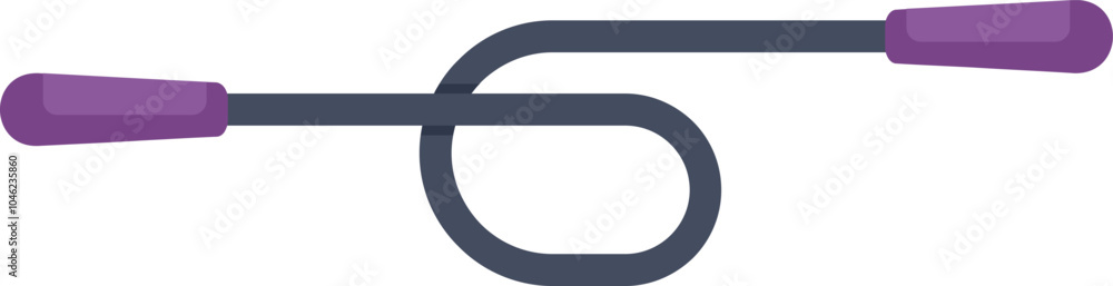 Simple vector illustration of a skipping rope lying on the floor with handles at the sides, isolated on white background Simple vector illustration of a skipping rope lying on the floor with handles at the sides, isolated on white background