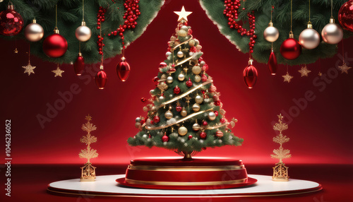 Christmas tree fir with baubles