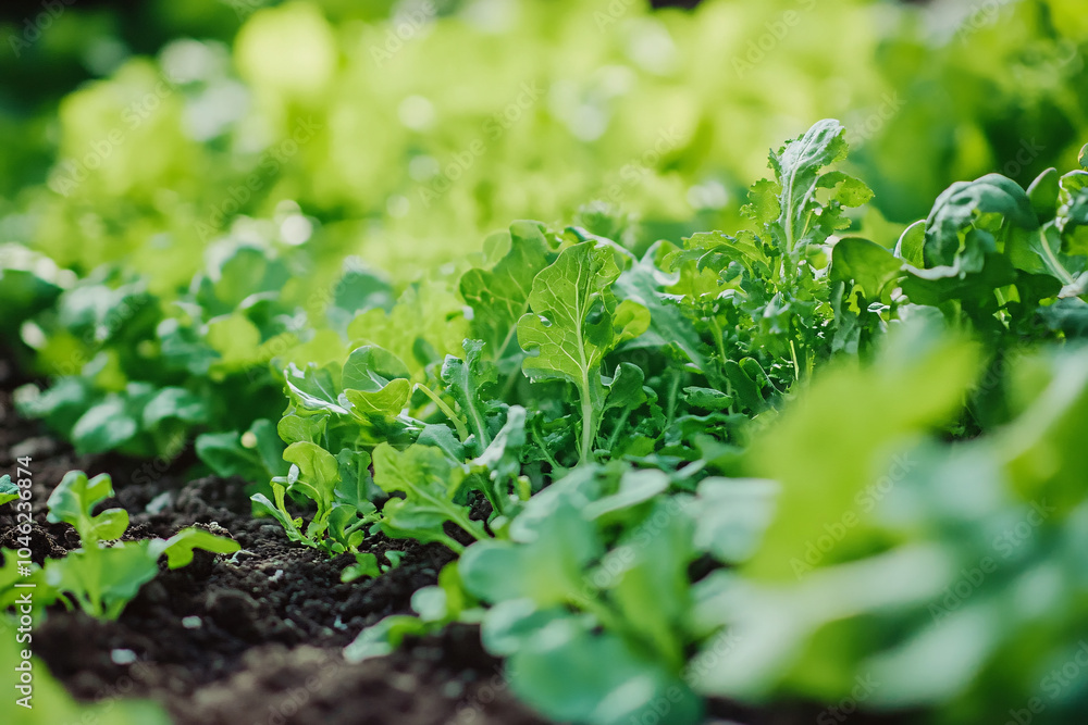 Close-Up of Lush Green Leaves in a Vegetable Garden Close-Up of Lush Green Leaves in a Vegetable Garden