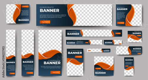 Business Banner Set for web display ads template. vector