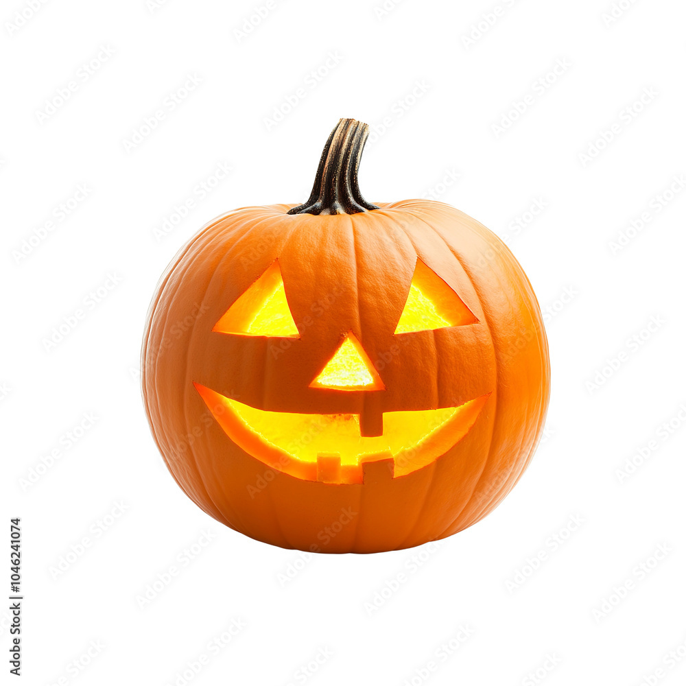 Illuminated Jack-o'-Lantern with Smiling Face on on white background Illuminated Jack-o'-Lantern with Smiling Face on on white background