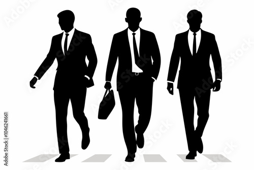 walking-business-man-hand-beg-black-silhouettes white background