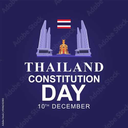 Thailand constitution day. 10th December. Happy Thailand constitution day with Constitution symbol building at the monument. banner, greeting card and social media posts vector.