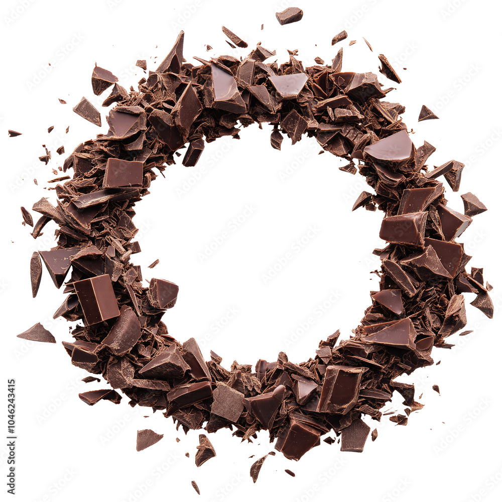 Fototapeta premium chocolate pieces isolated on transparent white background, clipping path