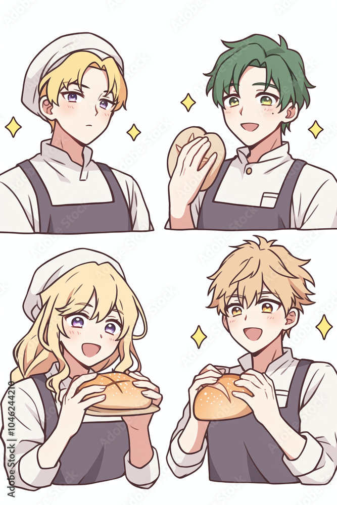 Cute Anime Couple Baking Bread Together