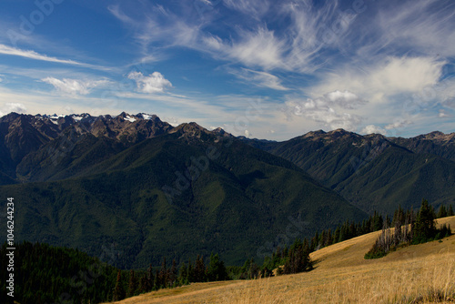 Mountains in Washington under a blue sky