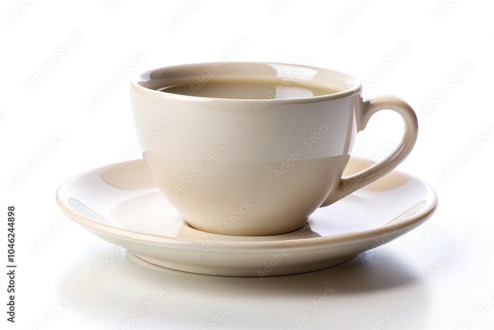 Studio shot of a coffee cup and saucer on a white background Wide-Angle Studio shot of a coffee cup and saucer on a white background Wide-Angle