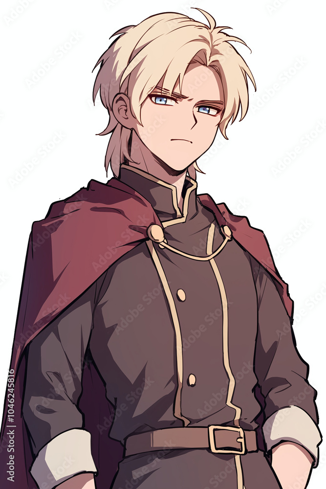 Serious Young Man with Blonde Hair and Blue Eyes in Fantasy Setting Serious Young Man with Blonde Hair and Blue Eyes in Fantasy Setting