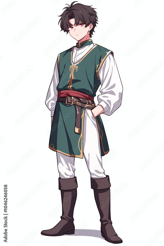 Fantasy Character Illustration: Young Man in Medieval Clothing Fantasy Character Illustration: Young Man in Medieval Clothing