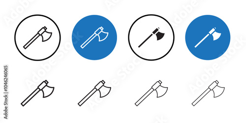 Axe icon Black line art vector logo set