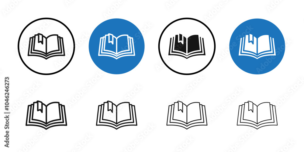 Book icon Black line art vector logo set Book icon Black line art vector logo set