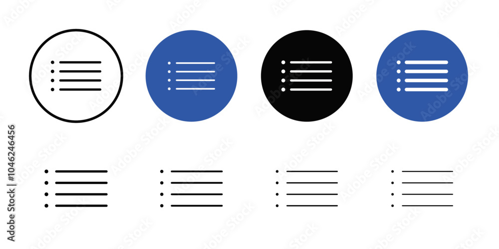 Bulleted list icon Black line art vector logo set Bulleted list icon Black line art vector logo set