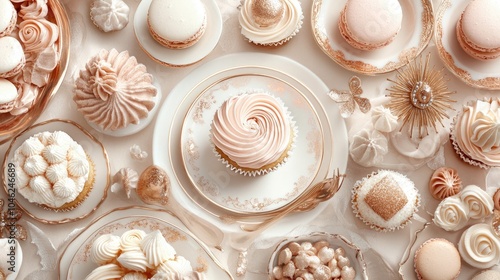 Elegant Dessert Display with Cupcakes and Treats