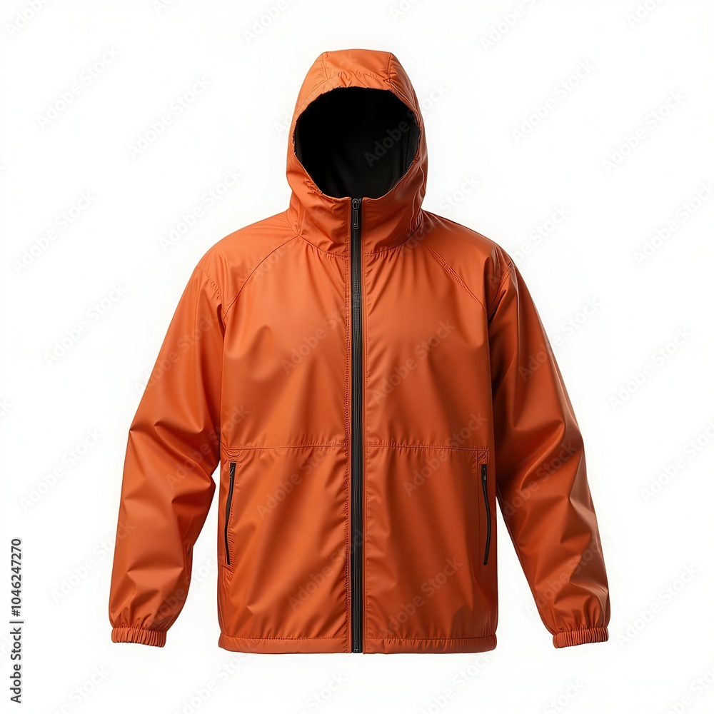 Orange rain jacket, white isolate background Orange rain jacket, white isolate background