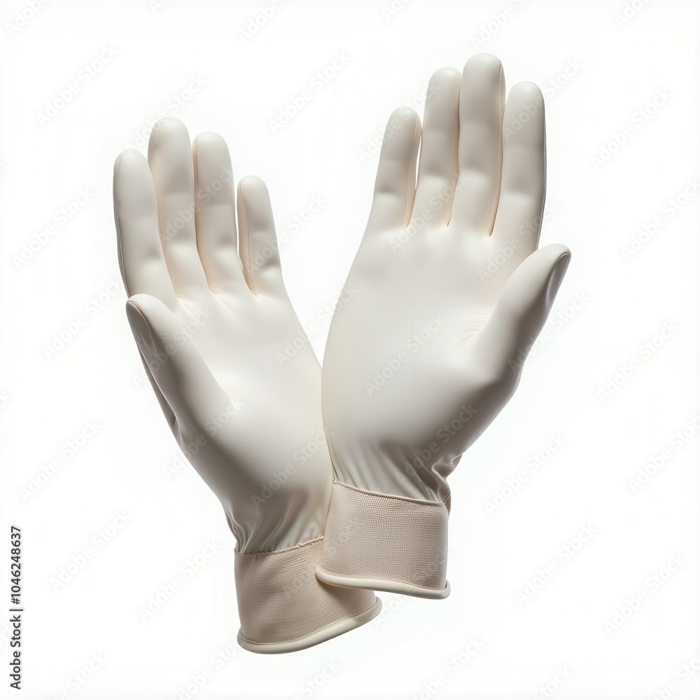 Obraz premium Hands in protection gloves, white isolate background