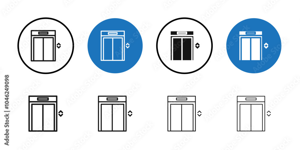 Elevator icon Black line art vector logo set Elevator icon Black line art vector logo set