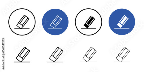 Eraser icon Black line art vector logo set