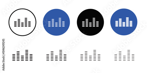 Equalizer icon Black line art vector logo set