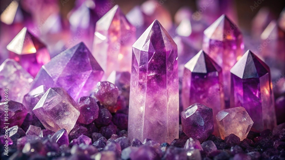 Stunning amethyst quartz point with multiple large points in pink and purple Stunning amethyst quartz point with multiple large points in pink and purple