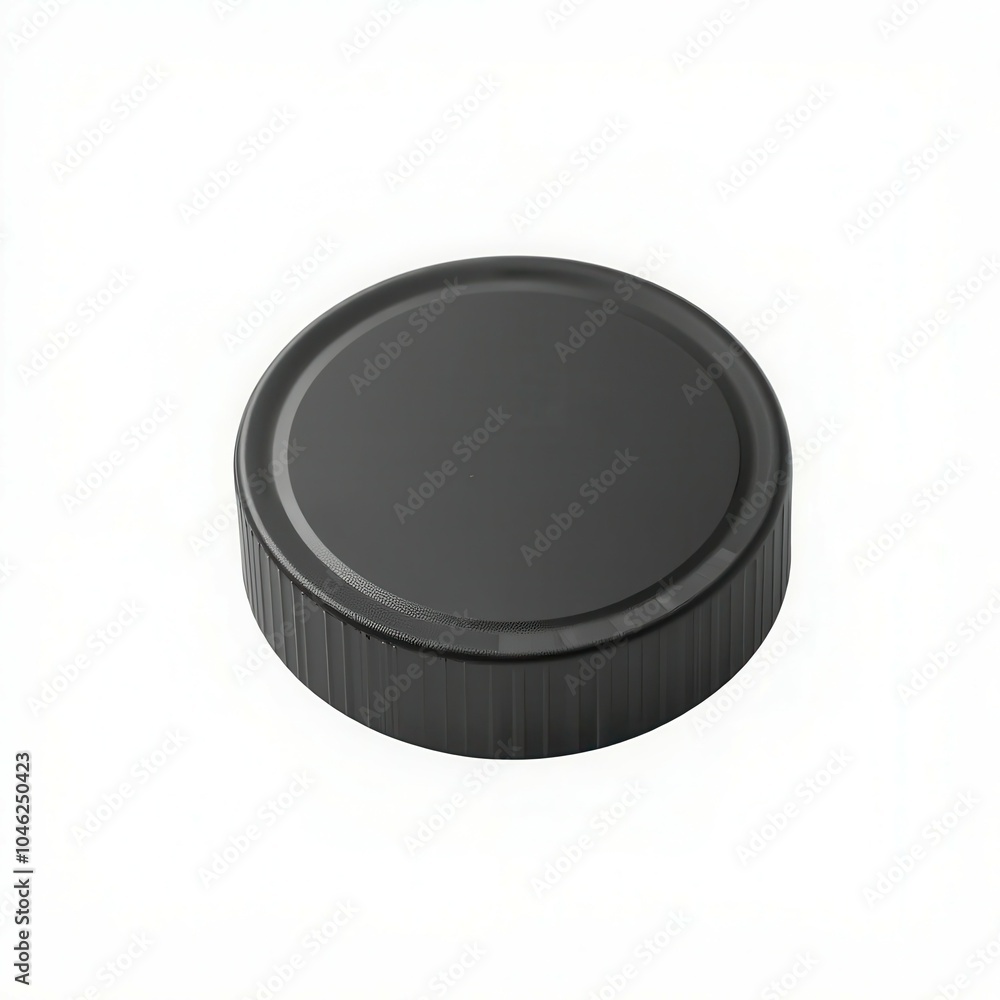 Black round bottle cap, white isolate background Black round bottle cap, white isolate background
