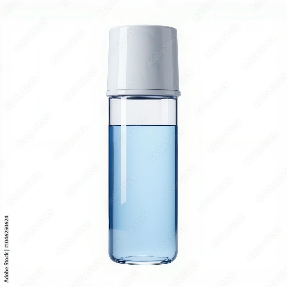 Transparent bottle with blue liquid, isolated. Transparent bottle with blue liquid, isolated.