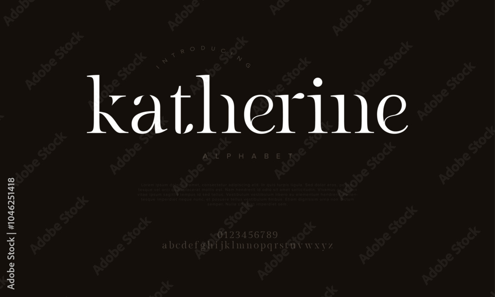 Katherine typography beauty fashion elegant minimalist serif italic fonts decorative wedding vintage retro logos. Minimal luxury font alphabet logo. Vector illustration