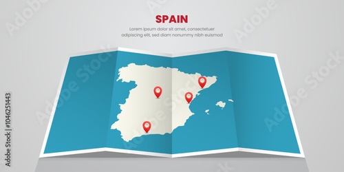 spain map travel with pin tag location design Illustration