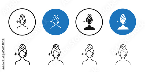 Glowing skin icon Black line art vector logo set