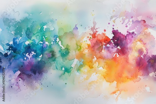 Vibrant Abstract Watercolor Splash in Rainbow Colors