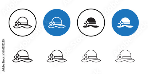 Hat icon Black line art vector logo set