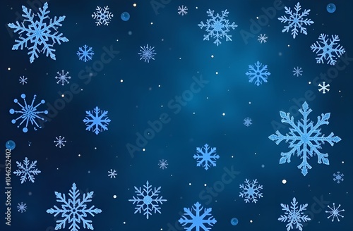 dark blue background with white snowflakes, background for a postcard