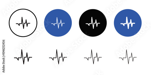 Heartbeat icon Black line art vector logo set