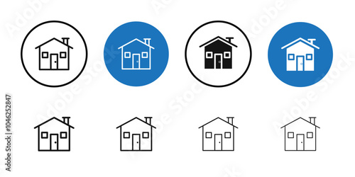 House icon Black line art vector logo set