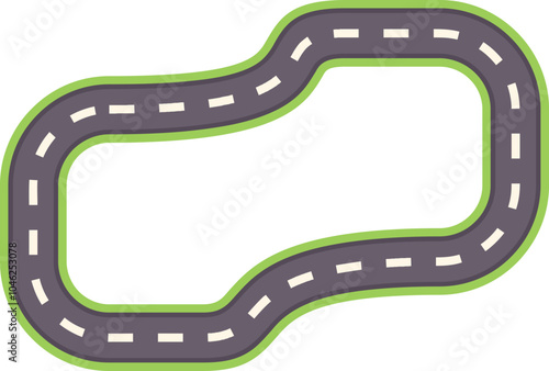 Aerial view of a winding road forming a closed track for a car racing competition