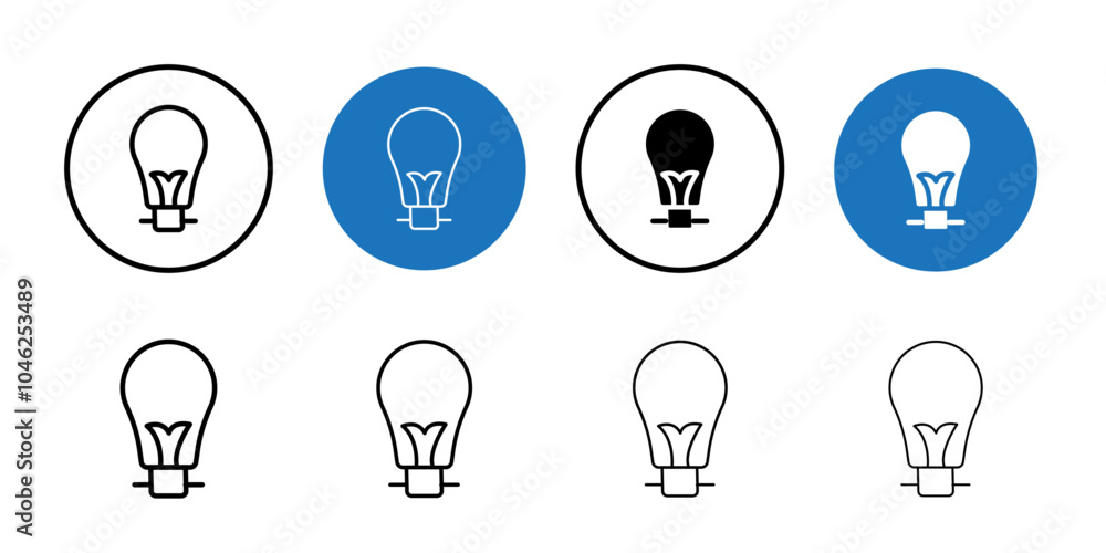Light bulb icon Black line art vector logo set Light bulb icon Black line art vector logo set