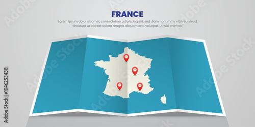 france map travel with pin tag location design Illustration