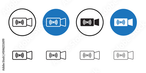 Live streaming icon Black line art vector logo set
