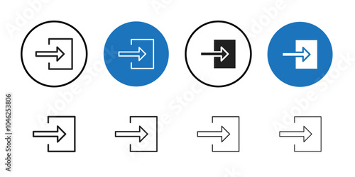 Log in icon Black line art vector logo set