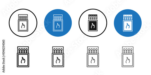 Matches icon Black line art vector logo set