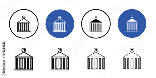 Museum icon Black line art vector logo set