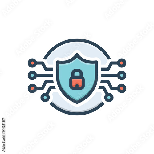 Color illustration icon for security