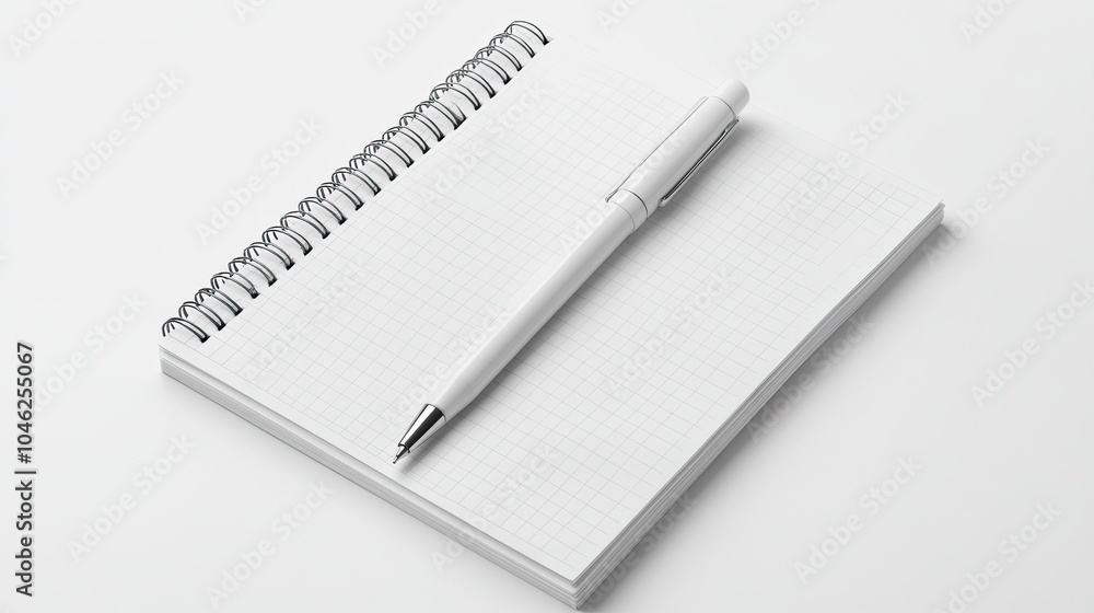 Isolated white notepad and pen on a clear backdrop Isolated white notepad and pen on a clear backdrop