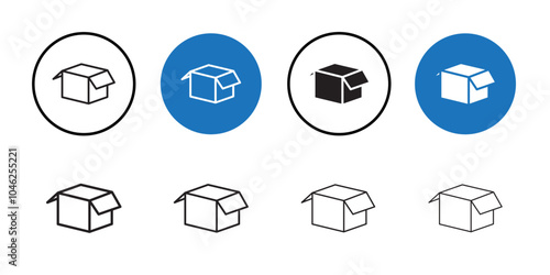 Open box icon Black line art vector logo set