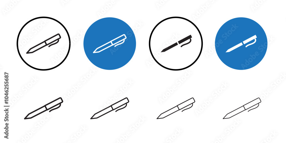 Pen icon Black line art vector logo set Pen icon Black line art vector logo set